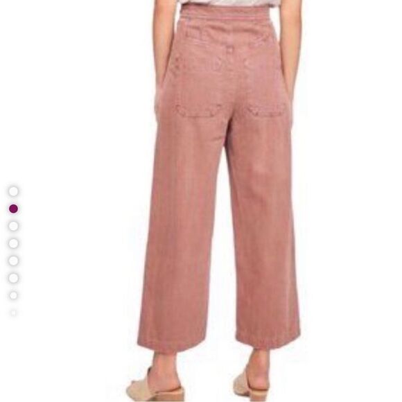 Free People Clean Mod Utility High Waist Wide Leg Crop Pant Mauve Pink - Picture 8 of 8